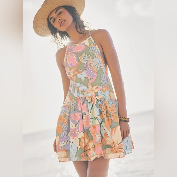 Free People Deserted Island Mini Dress Rainforest Combo NWOT - Picture 2 of 16